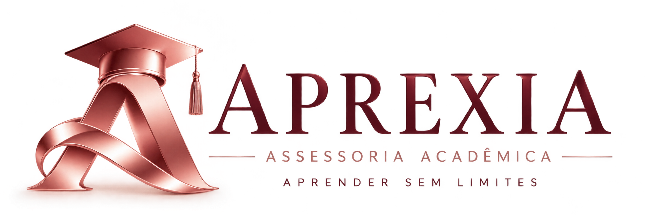 Logo APREXIA original enviada pela fundadora, com símbolo A rosé gold e capelo